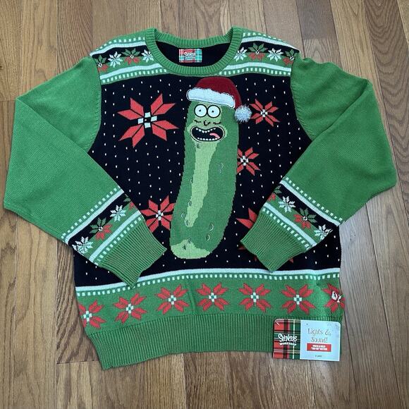 RICK AND MORTY UGLY CHRISTMAS SWEATER pickle Rickmas's X Large NWT - Picture 1 of 6